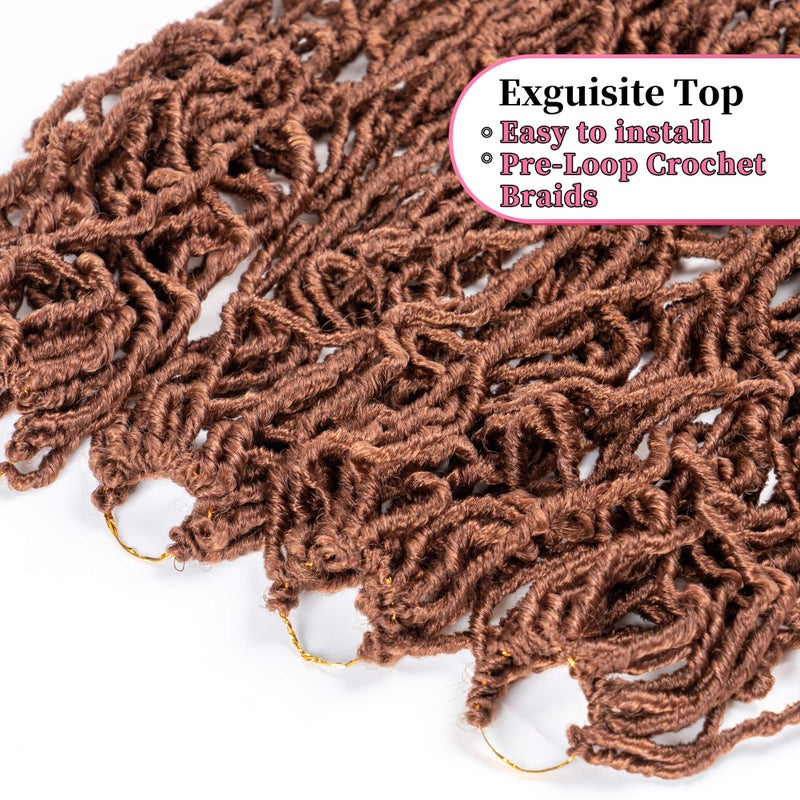 FALEMEI 36 Inch Faux Locs Crochet Hair Super Long Soft Locs Crochet Braids Hair 6 Packs/lot 105g Goddess Locs Dreadlocs Synthetic Hair Extend Pre Looped brown Soft Braiding for Women (36 Inch, 30#) - Image 4